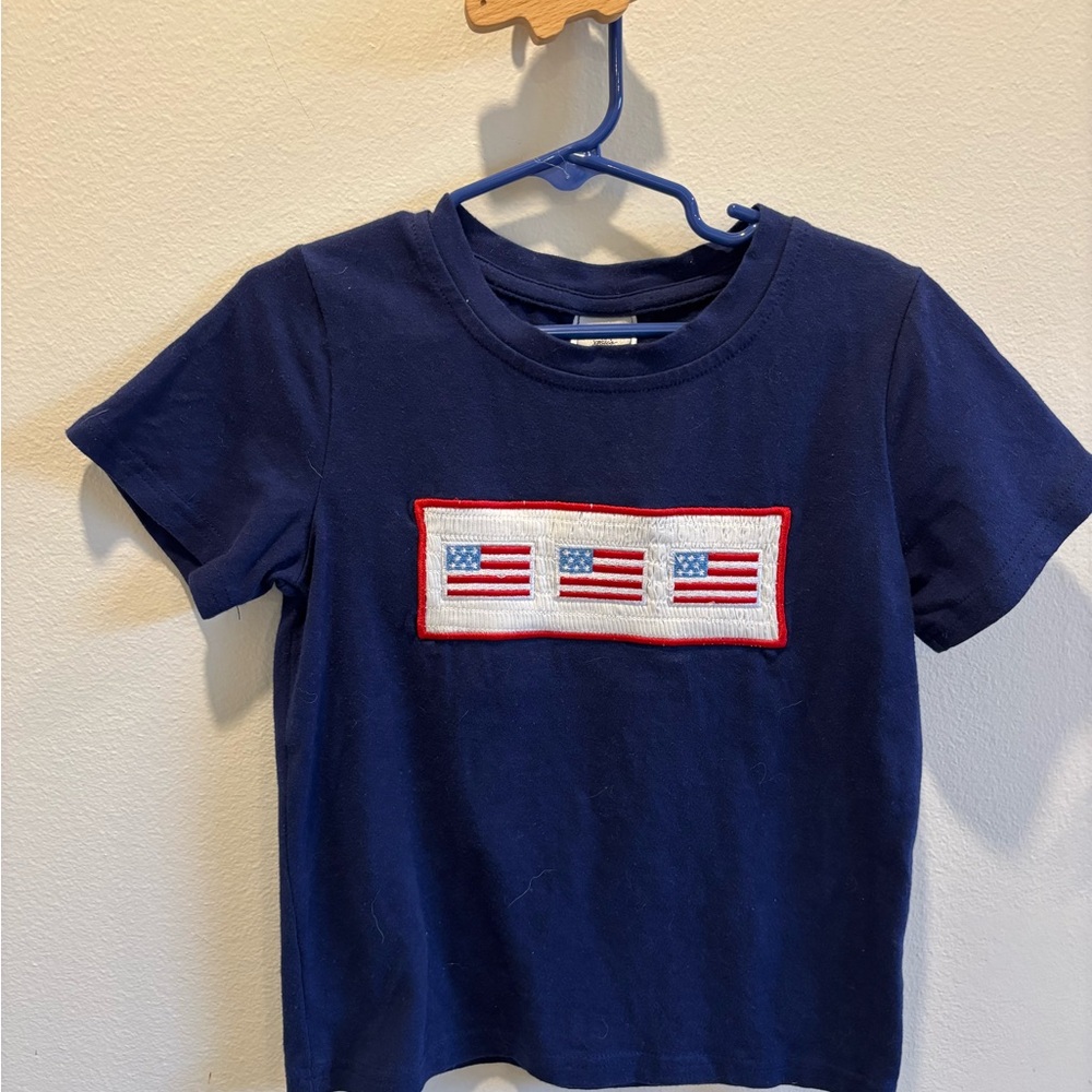 Kids Navy Blue T-Shirt with Flag Patch
